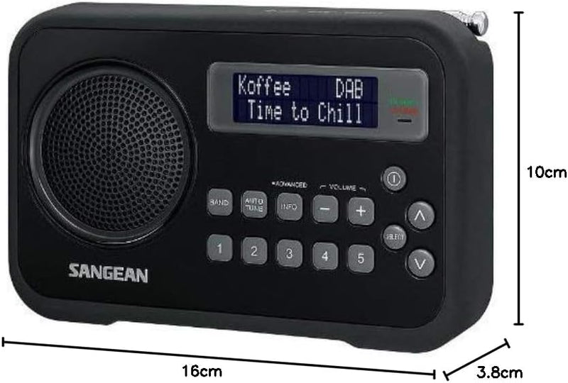 Sangean DPR-67 DAB+ UKW Tragbares Radio, Tischenradio, Digitalradio - Schwarz, schwarz