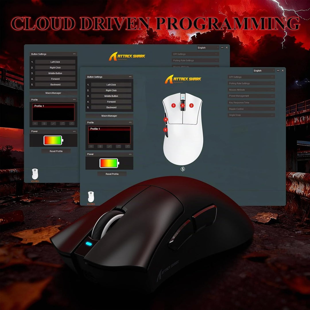 MAMBASNAKE x Attack Shark V3PRO Kabellose Gaming-Maus mit Magnetischer Ladestation, PAW3311-Sensor,