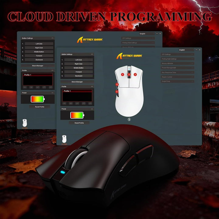 MAMBASNAKE x Attack Shark V3PRO Kabellose Gaming-Maus mit Magnetischer Ladestation, PAW3311-Sensor,