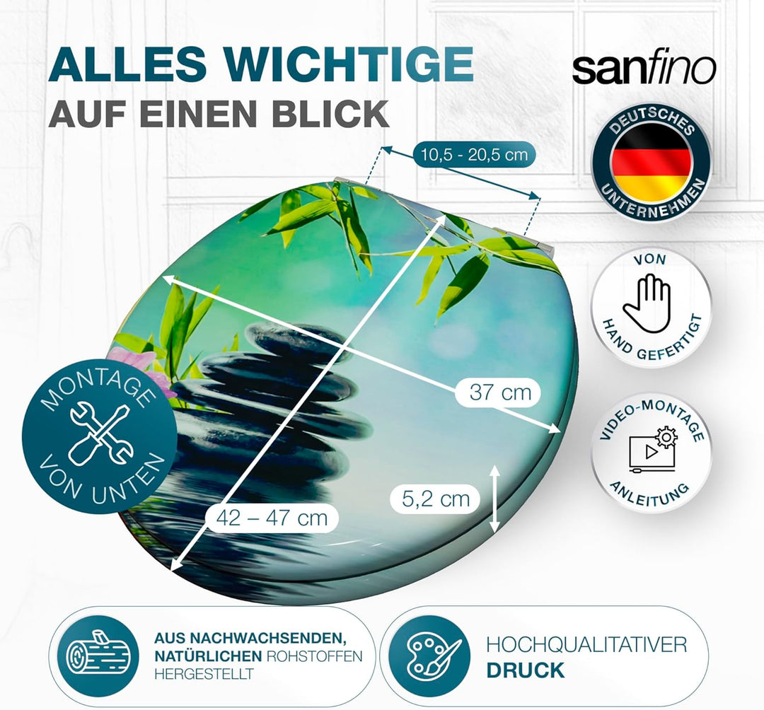 SANFINO® Premium WC Sitz mit Absenkautomatik – hochwertige Toilettendeckel aus Holz, viele bunte Mot
