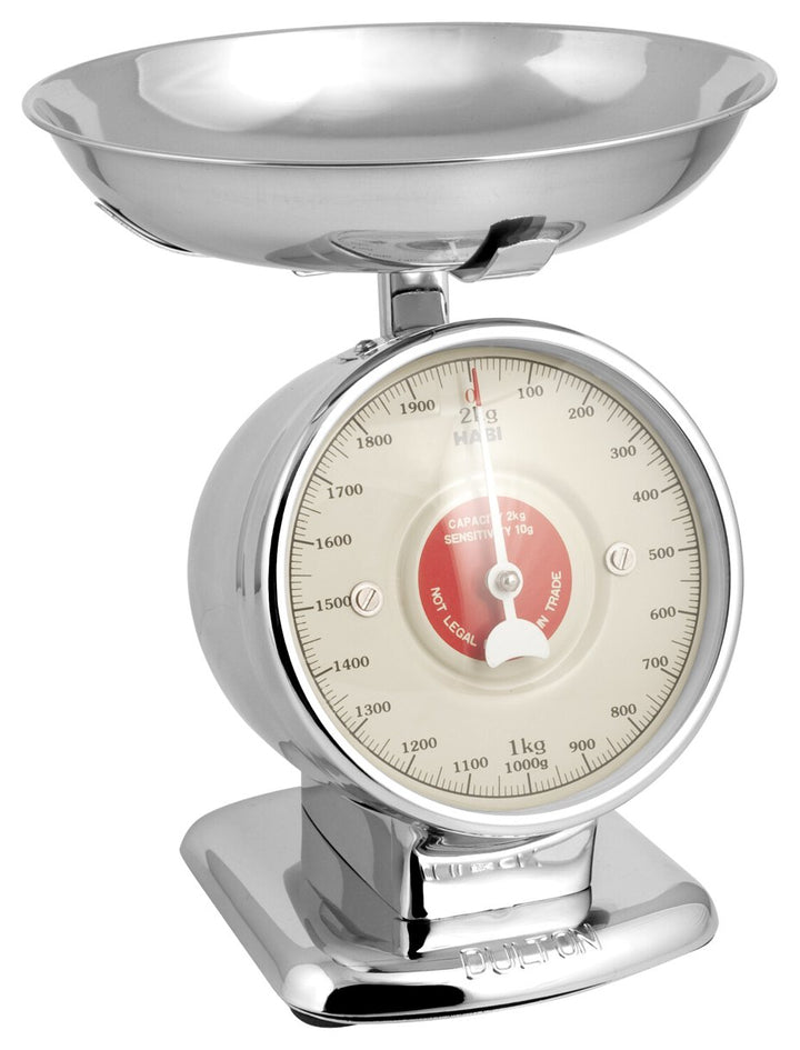 HABI 100092 Waage Küche mechanisch, 2 kg, Chrom, Metall, Stahl