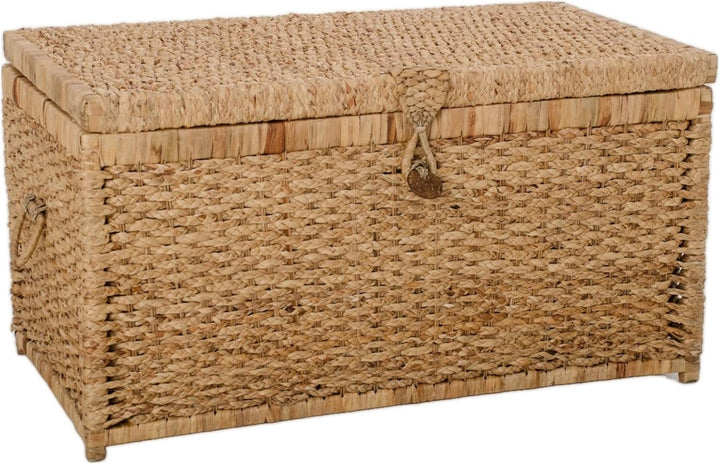 VIVANNO Wäschetruhe 'Lea' aus Wasserhyazinthe, Natürlich & Stilvoll, Gross, 84x45x45 cm, Vielseitig