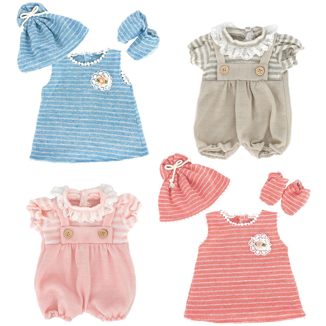 Puppenkleidung für 36-43 cm Baby Puppen, 4-Packungen Puppenkleider mit Hut und Socken (Keine Puppe)