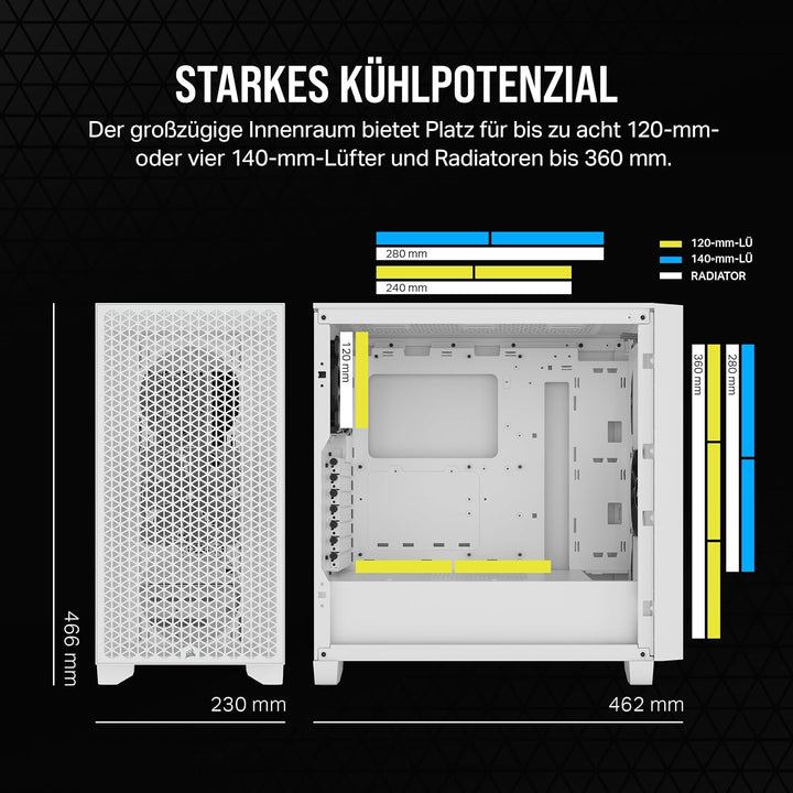 CORSAIR 3000D Airflow Mid-Tower PC-Gehäuse - 3-Pin-Lüfter - Vier-Slot-GPU-Unterstützung - Geeignet F