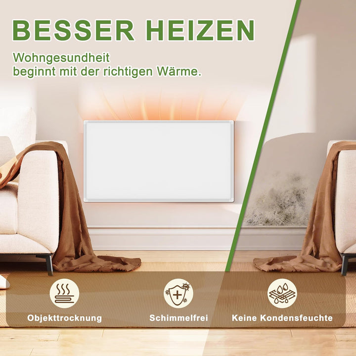 Infrarotheizung 600 Watt, Infrarotheizung Wandmontage bis 120 Grad Celsius für 10-15㎡ - Elektroheizu