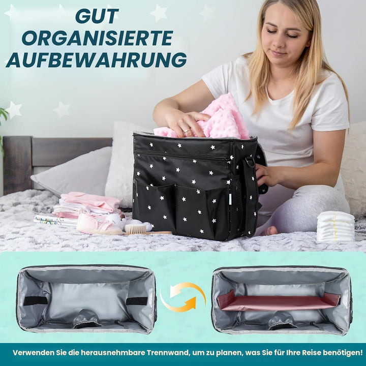 Orzbow XL Buggy Organizer Taschen,22 L Grosser Kinderwagen Windel Organizer mit Getränkehaltern und