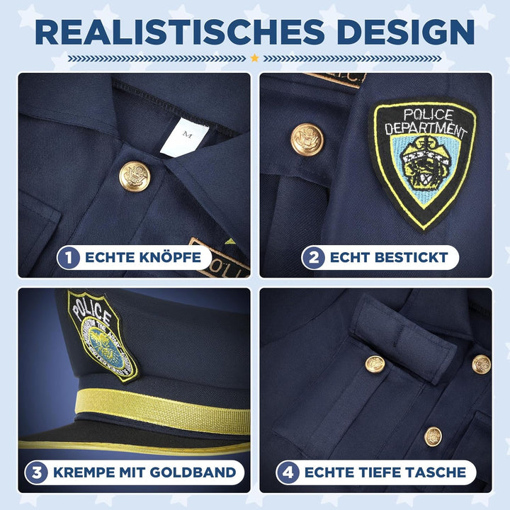 INNOCHEER Polizei Kostüm Kinder, Polizei Kostüm für Kinder, Polizei Spielzeug für Kinder Jungen Hall