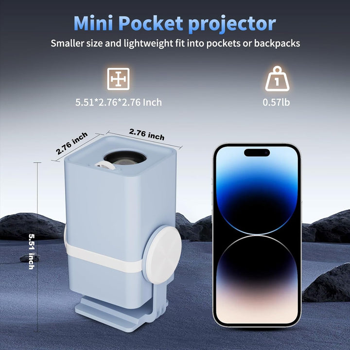 Mini Beamer 4K Unterstützt, Tragbarer Projektor,Android 13, WiFi6 & BT5.0, Short Throw Beamer Klein