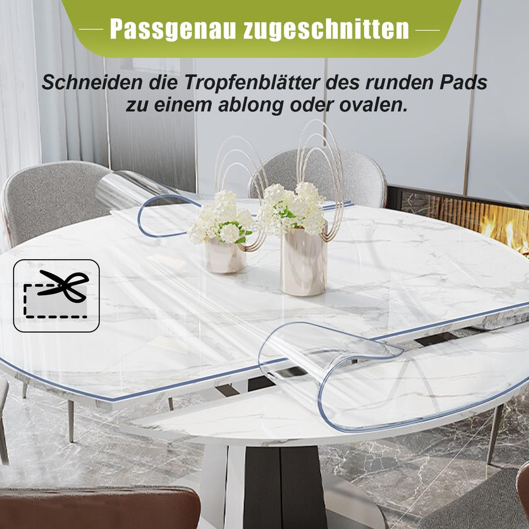Ostepdecor Tischfolie Rund 70cm, Runde Tischdecke Tischschutz transparent, Wasserdicht PVC Tischschu