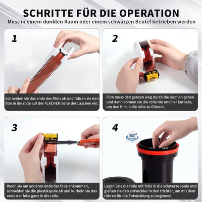 eTone Filmentwicklungsdose mit 2 Spulen Entwicklungsdose für 35mm-Film Entwicklertank für 120 135 Fi