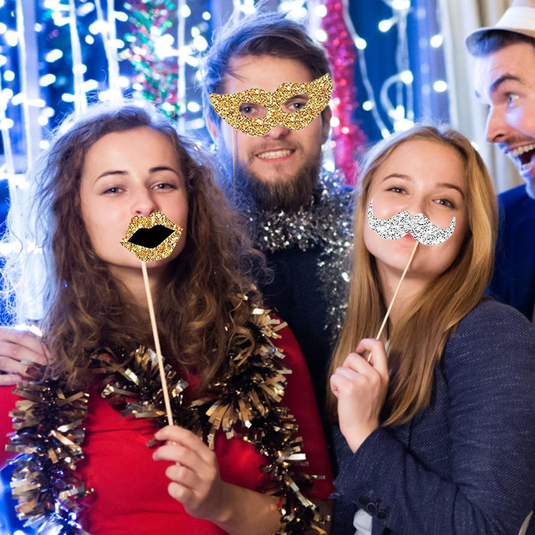 71 Stück Party Deko Fotobox Accessoires, Foto Booth Requisiten, Mützen Perücken Party Zubehör für Ho