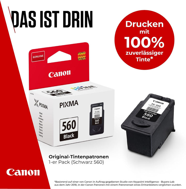 Canon Originaltinte PG-560, Grösse Standard, Schwarz, Recyclebare Verpackung Schwarz Standard Recycl