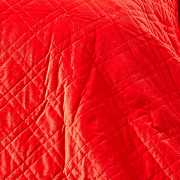 Homescapes Gesteppte Samt-Tagesdecke, orange, klassischer Bettüberwurf mit geometrischem Muster, Dia