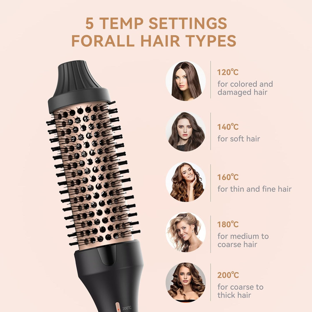 38mm Wärmebürste Thermal Brush, Thermobürste Rundbürste 120-200℃, Heat Brush Double Spannung Erhöhen