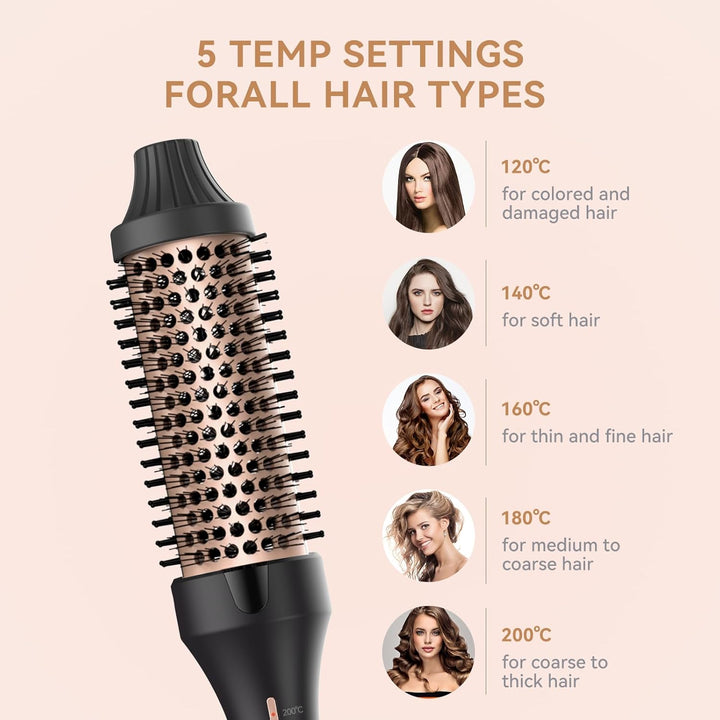 38mm Wärmebürste Thermal Brush, Thermobürste Rundbürste 120-200℃, Heat Brush Double Spannung Erhöhen