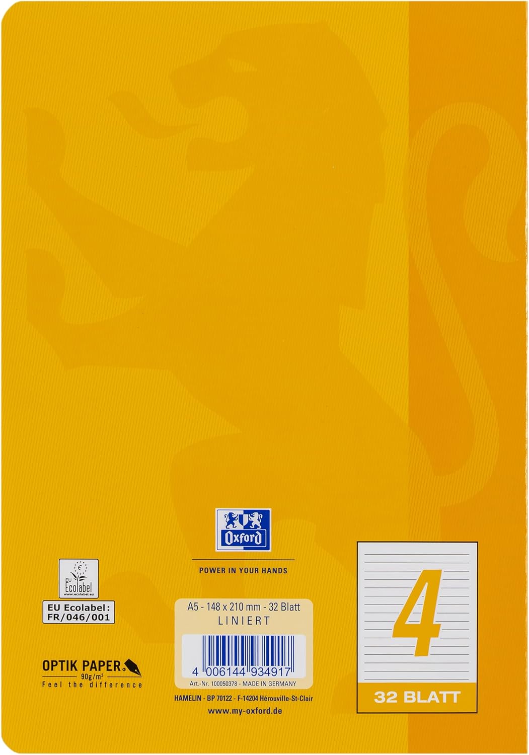 Oxford Schulheft A5, 32 Blatt, Lineatur 4, liniert, 10 Stück 4 - Liniert ab 4. Klasse, 4 - Liniert a