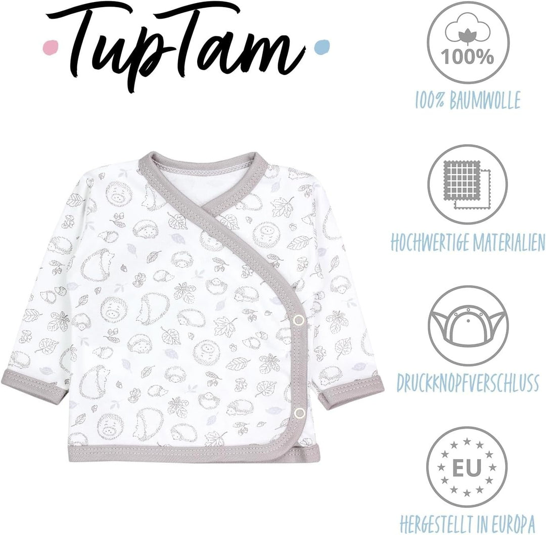 TupTam Baby Langarm Wickelshirt 5er Set aus Oeko-TEX zertifizierten Stoffen Unisex, 50 Igel F&#xFC;c