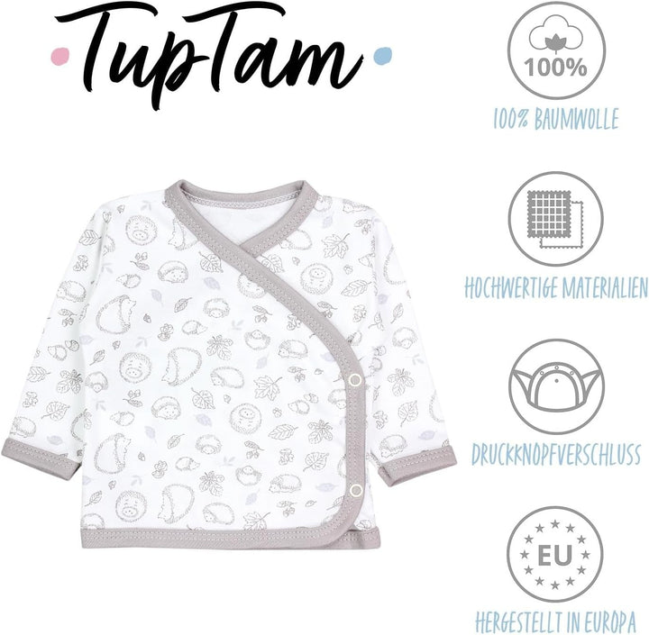 TupTam Baby Langarm Wickelshirt 5er Set aus Oeko-TEX zertifizierten Stoffen Unisex, 50 Igel F&#xFC;c