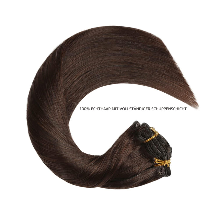 YILITE Clip in Extensions Echthaar 35cm 100% Echthaar Extensions Clip 14 Zoll 8 Stück 110g Unsichtba