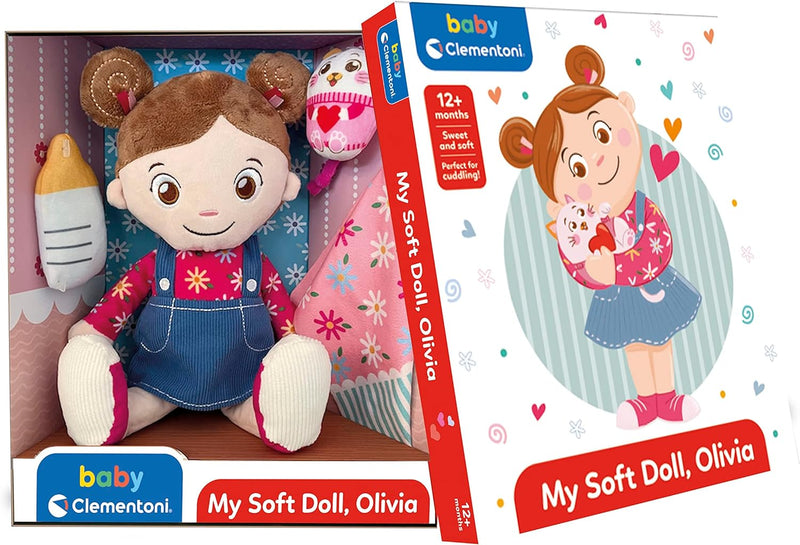 Clementoni 17737 My Soft Doll, Olivia-Kuschelpuppe, Weiche Stoffpuppe Für Babys Ab 1 Jahren, Geschen