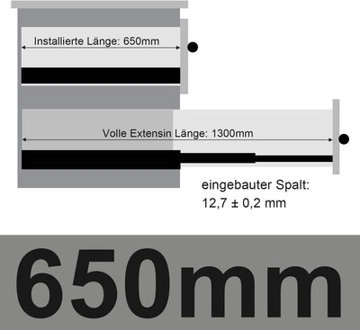 Lospitch 1 Paar (2 Stück) Vollauszüge Schubladenschienen 650mm Teleskopschienen Kugelführung Automat