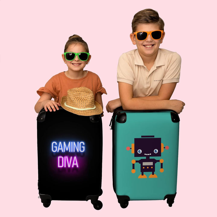 NoBoringSuitcases.com® Koffer Handgepäck Trolley Rollkoffer Kleine Reisekoffer mit 4 Rollen - Gaming
