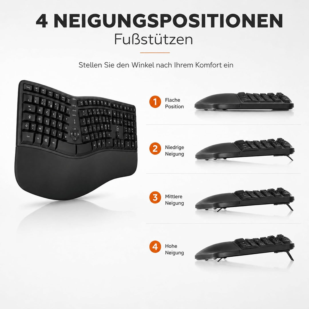 Mobility Lab Ergo C30W - Ergonomisches Kabellos-Set mit verstellbarer Neigung - AZERTY Layout - Repo