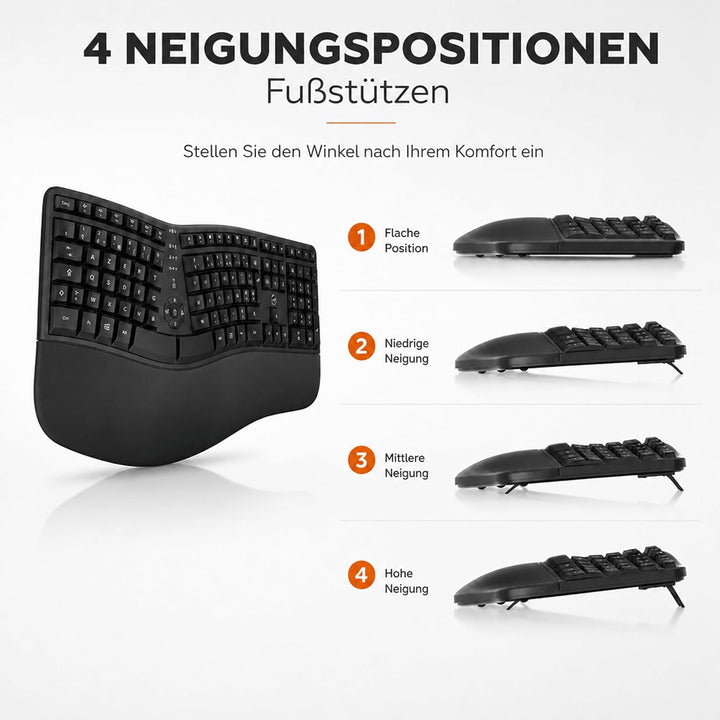 Mobility Lab Ergo C30W - Ergonomisches Kabellos-Set mit verstellbarer Neigung - AZERTY Layout - Repo