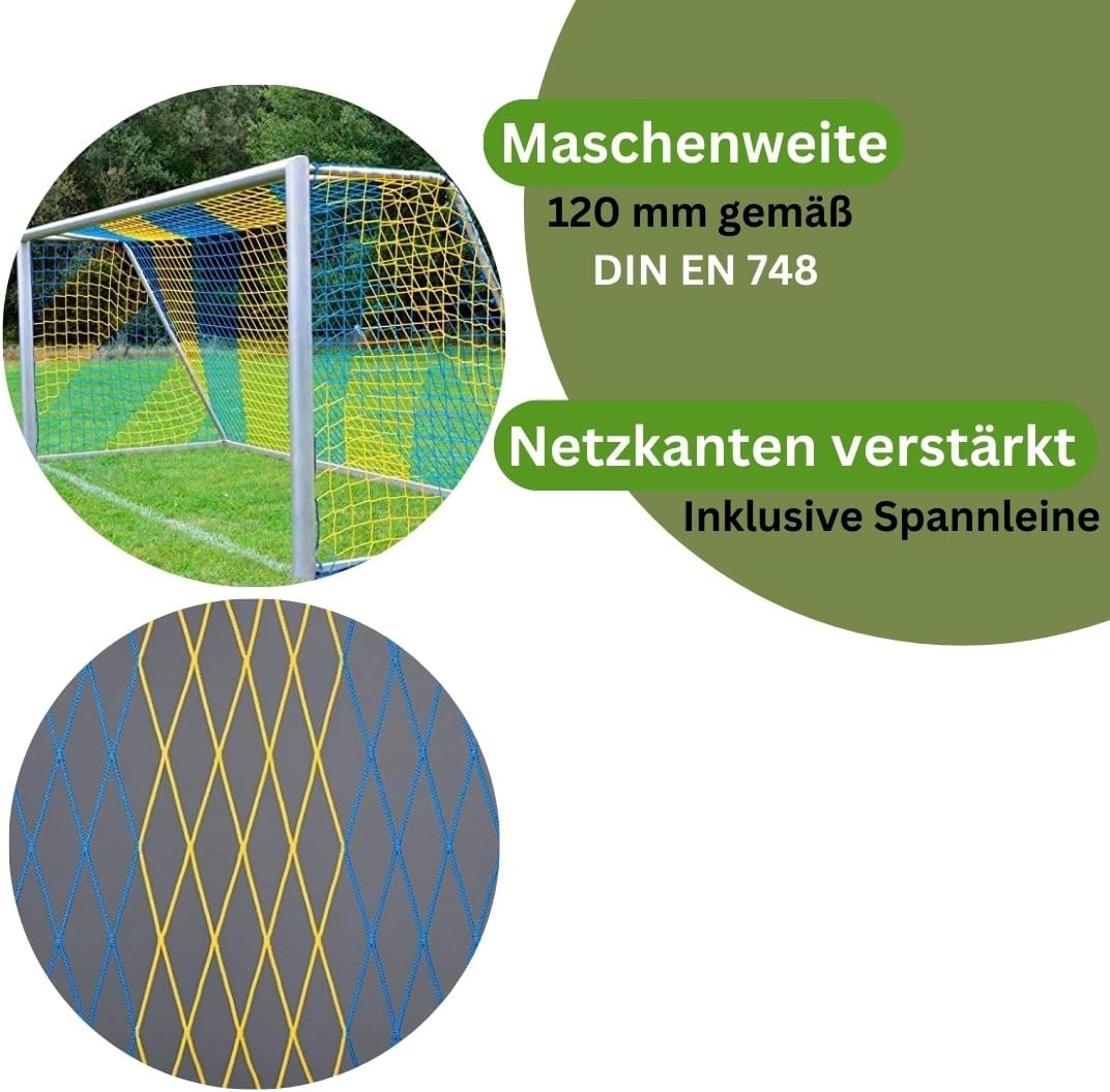 Fussball Tornetz Fussballtornetz 7,50 m x 2,50 m Tiefe Oben 2,00 m unten 2,00 m Fussballnetz zweifar