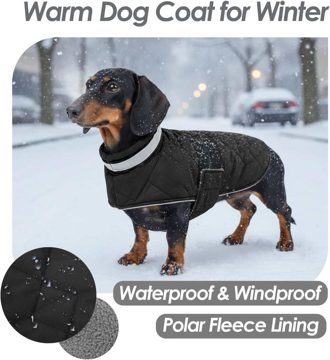 ASENKU Hundemantel Winter L für Grosse Hunde, Wasserdicht & Winddicht, Fleece Reflektierende Warme H