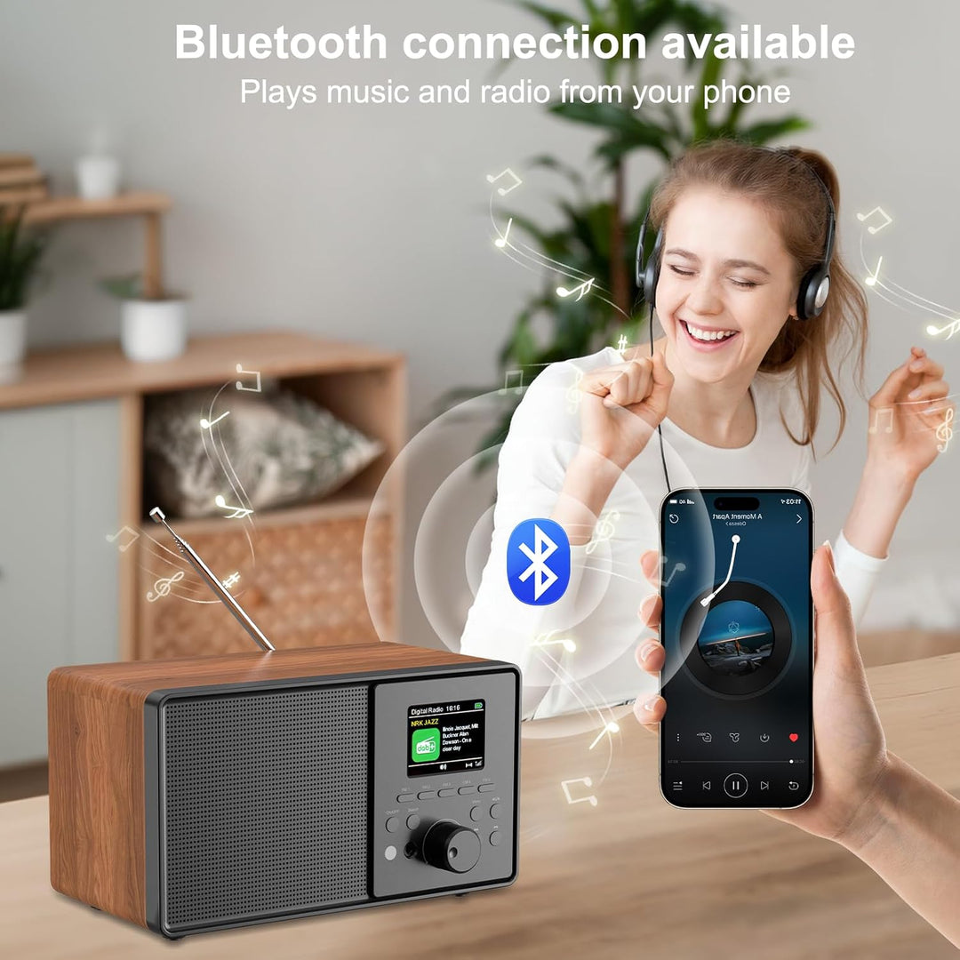 DAB+/FM Digitalradio mit Bluetooth 5.0,DAB Plus Nostalgie Radio,Küchenradio Vintage-Radiowecker mit