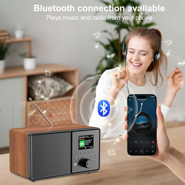 DAB+/FM Digitalradio mit Bluetooth 5.0,DAB Plus Nostalgie Radio,Küchenradio Vintage-Radiowecker mit