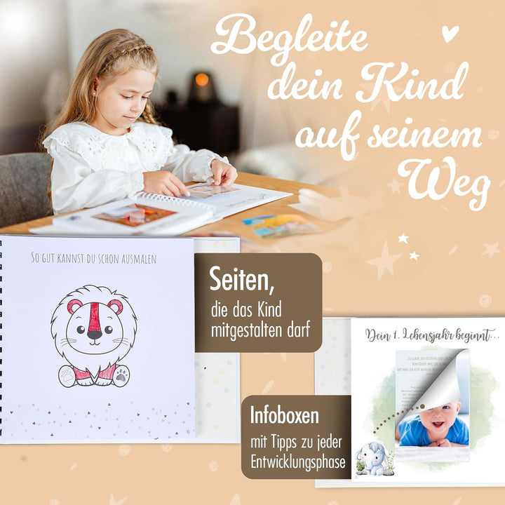 Erinnerungsbuch Baby | Liebevoll & durchdacht designt | Babyalbum mit extra Kapitel - Mein erstes Ja