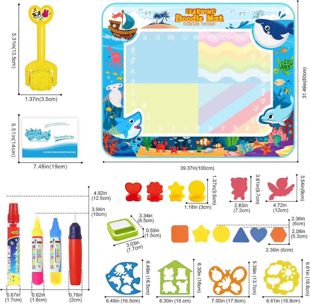 Spielzeug Kinderspielzeug ab 1, 2, 3 Jahren - Malmatte mit Wasserstift, Aqua Magic Doodle Painting M