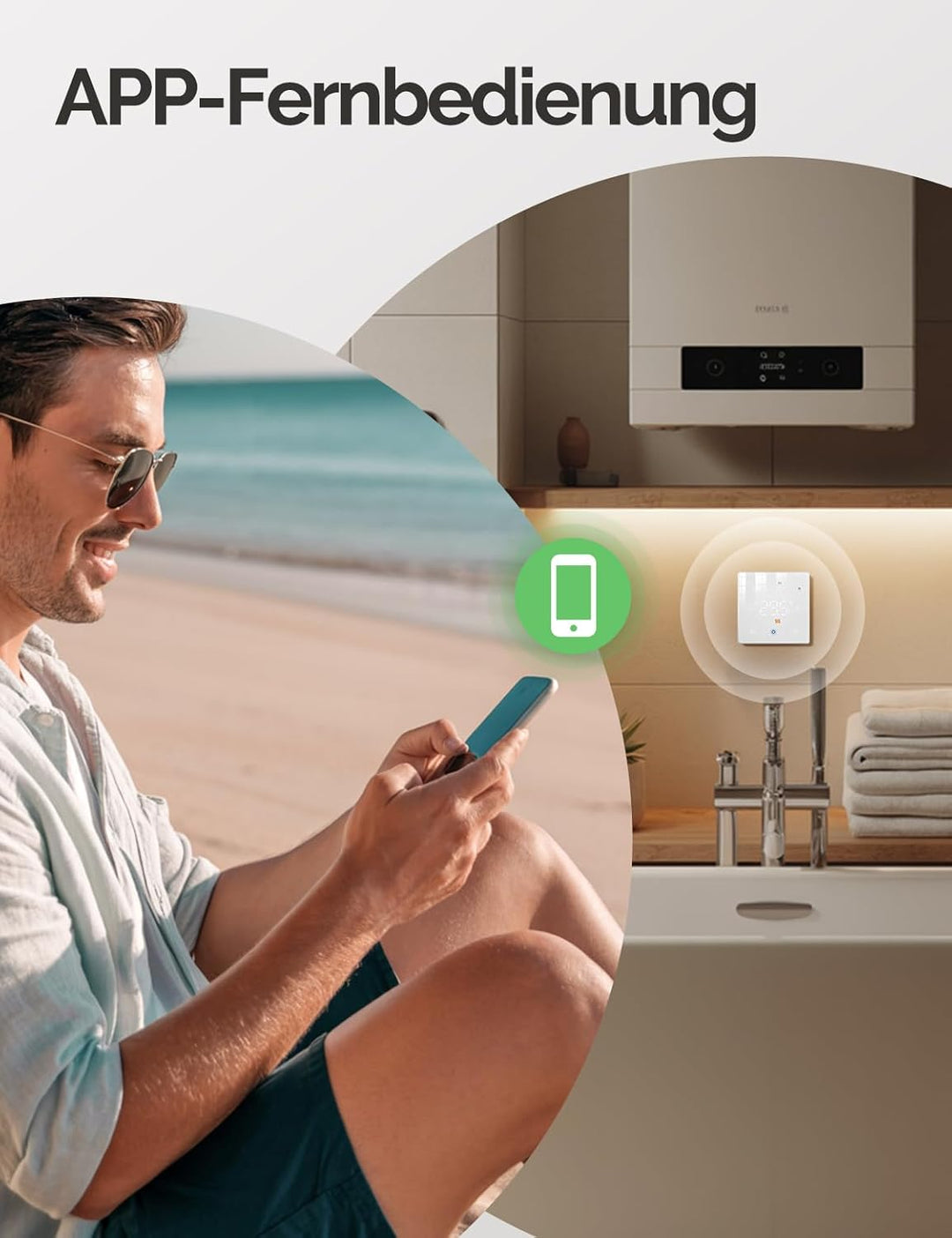 MOES Smart Thermostat für Kessel,Batteriebetrieben,WLAN Raumthermostat Programmierbares Kompatibel A