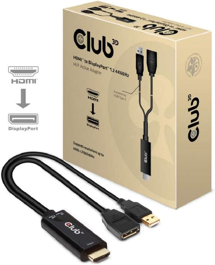 Club3D CAC-1331 - HDMI auf DisplayPort 1.2 4K60Hz M/F Aktiver Adapter, CAC-1331