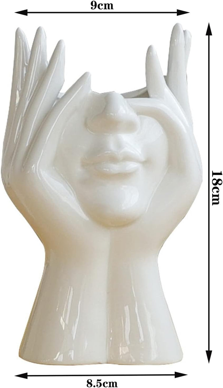Yundxi Keramik Gesicht Vase Blumenvase Minimalistischen Stil Keramikvasen für Home Office Dekor Händ