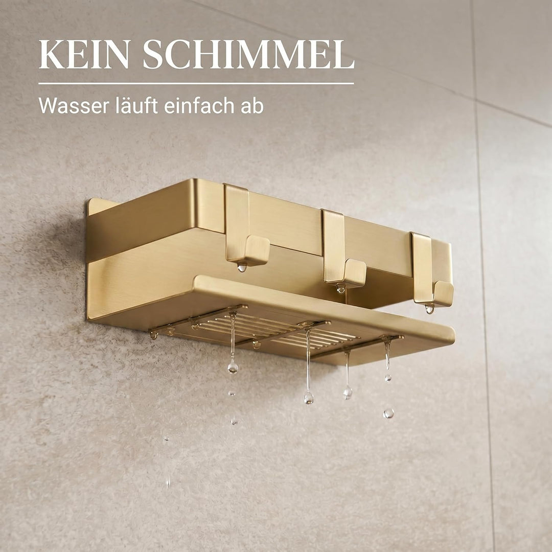 DEKAZIA® Duschablage Gold Wandregal Gold Duschregal ohne Bohren Gold Badezimmer Ablage Gold Dusche B