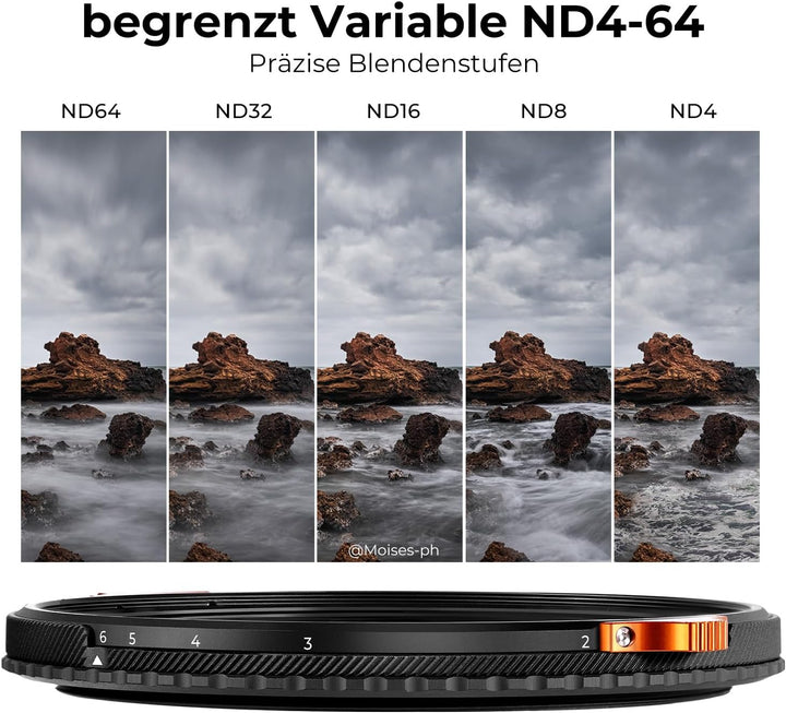K&F Concept Nano-X ND Filter 72mm CPL&ND4-ND64 2 in 1 multifunktionaler Graufilter und CPL Filter Po