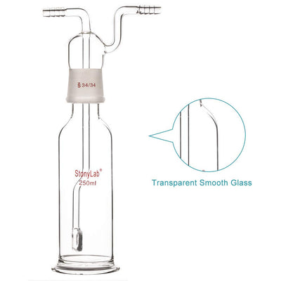 stonylab Gaswaschflasche, Borosilikatglas 34/34 Stopper Gas Bubbler Gaswaschflasche mit Frittenschei