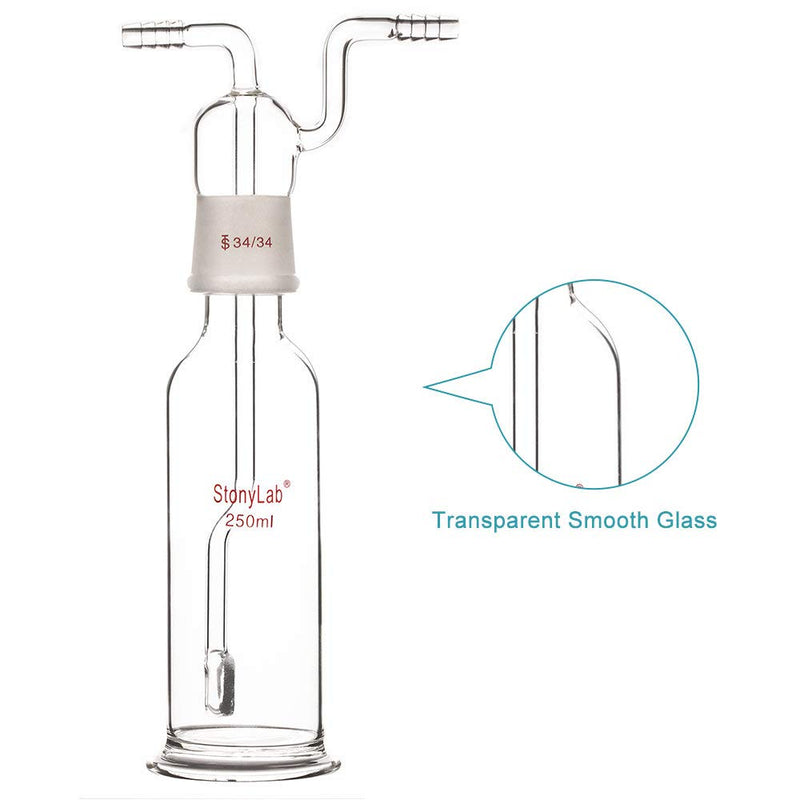 stonylab Gaswaschflasche, Borosilikatglas 34/34 Stopper Gas Bubbler Gaswaschflasche mit Frittenschei