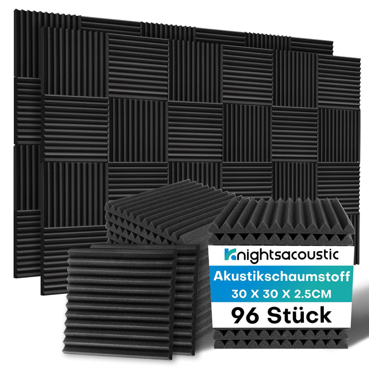 96 Stück Akustikschaumstoff Schalldämmung, 2.5 X 30 X 30CM Schallschutzplatten, Schalldämmung Schaum