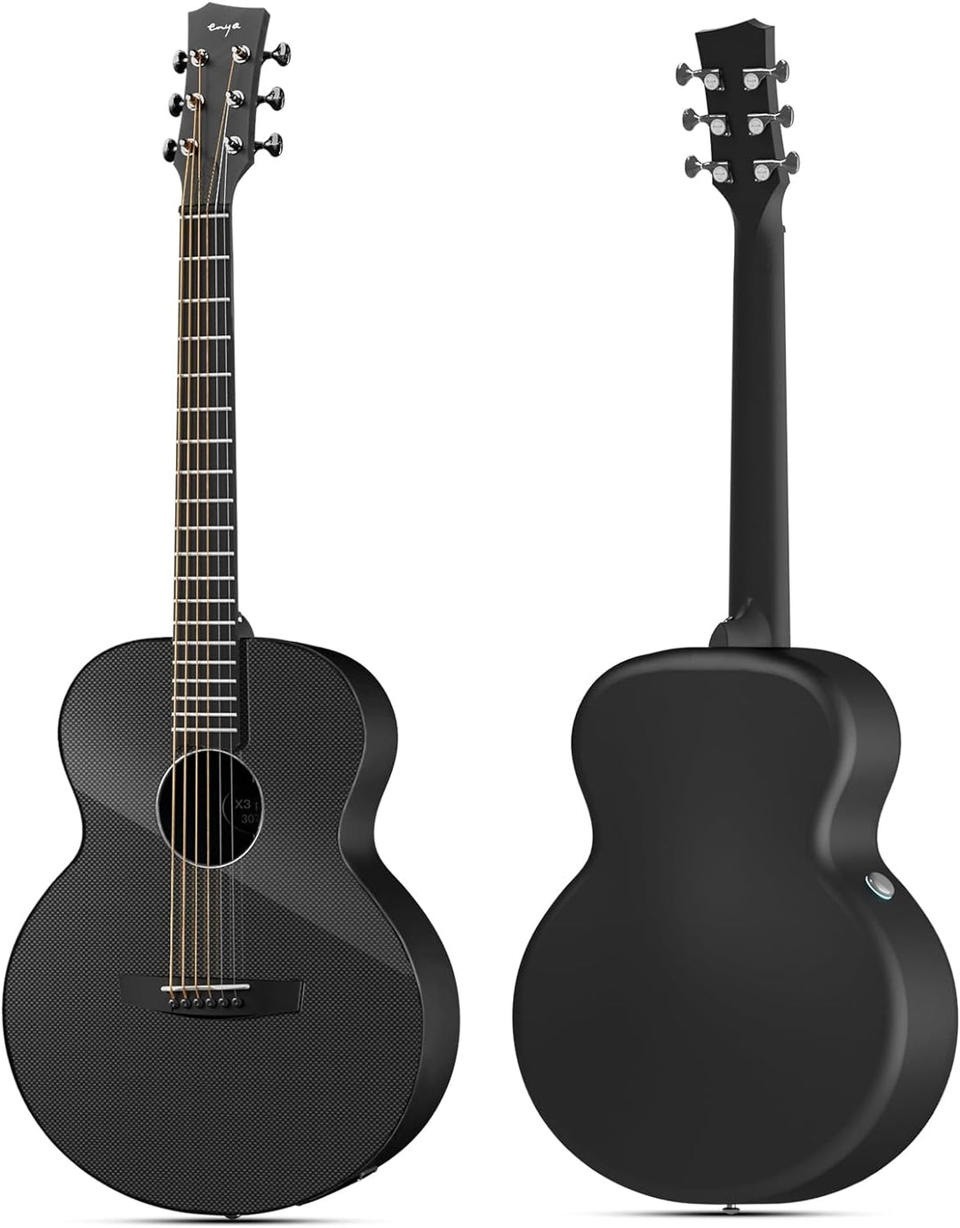 Enya X3 PRO Mini Gitarre - 36 Zoll Schwarz Kohlefaser Elektro-Akustische Gitarren für Kinder Erwachs