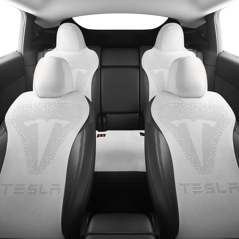 SOBONITO Tesla Auto-Sitzbezüge Set,Nur für Model passen,Schwere Tiefe Wildleder Auto-Sitzschoner,Aut