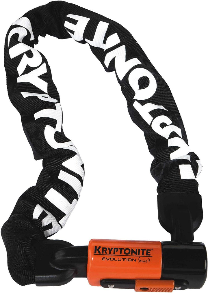 Kryptonite Evolution Series 4 1016 Integrierte Kettenschloss, Schwarz/Orange, 160 cm