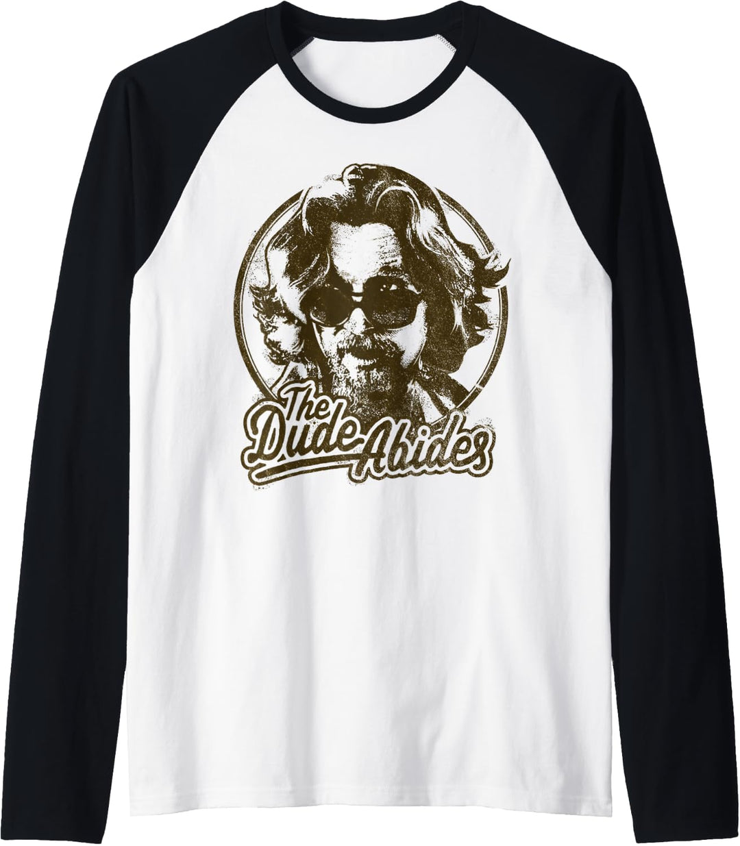 Big Lebowski The Dude Abides Negative Head Shot Portrait Raglan