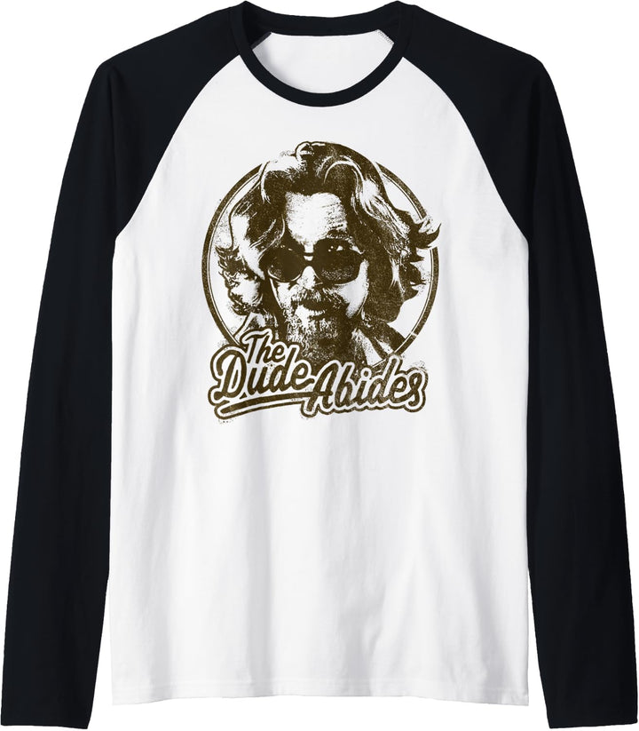 Big Lebowski The Dude Abides Negative Head Shot Portrait Raglan