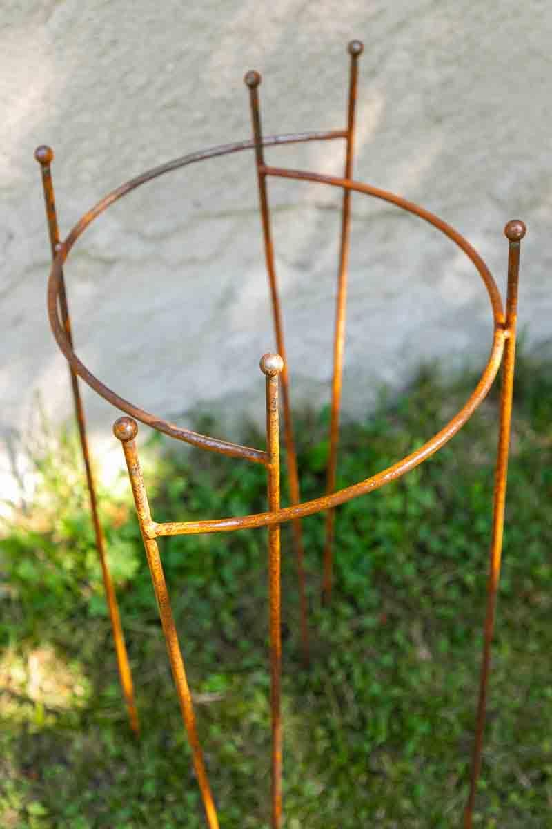 2er Set Staudenhalter halbrund, Höhe 90cm, Breite 55cm Roheisen/Rost