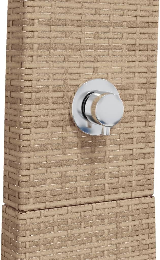 Faroom Rattan Gartendusche mit 180° Regenduschkopf Grosser Pooldusche mit Lattenboden Outdoor Dusche