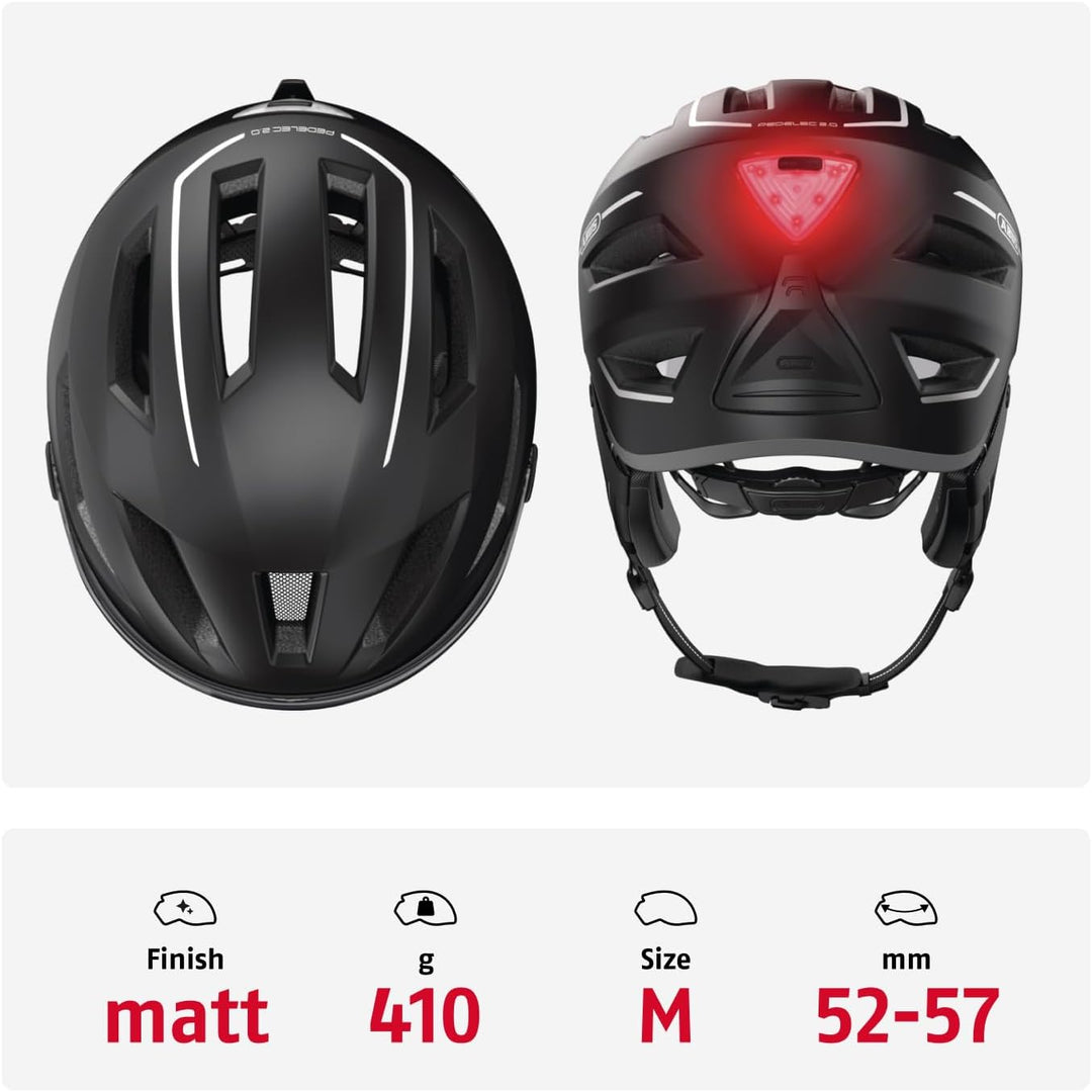 ABUS Stadthelm Pedelec 2.0 ACE - Fahrradhelm mit Rücklicht, Visier, Regenhaube, Ohrenschutz - für Da